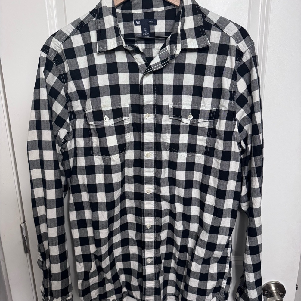 Men’s GAP Black and White Checkered Men's Shirt Slim Fit